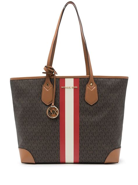 michael michael kors eva large logo stripe tote bag|Michael Kors.